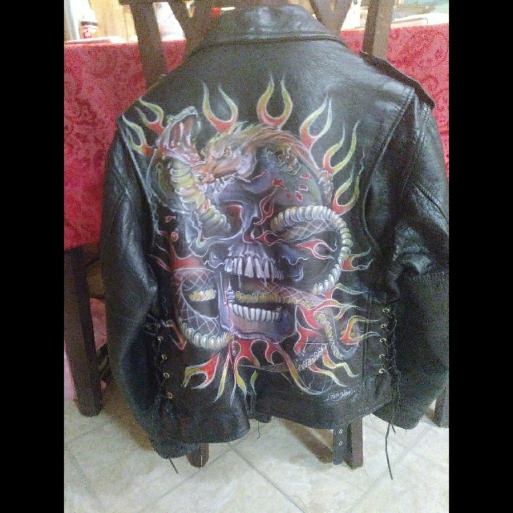 Genuine Harley Davidson Handpainted Leather Jacket